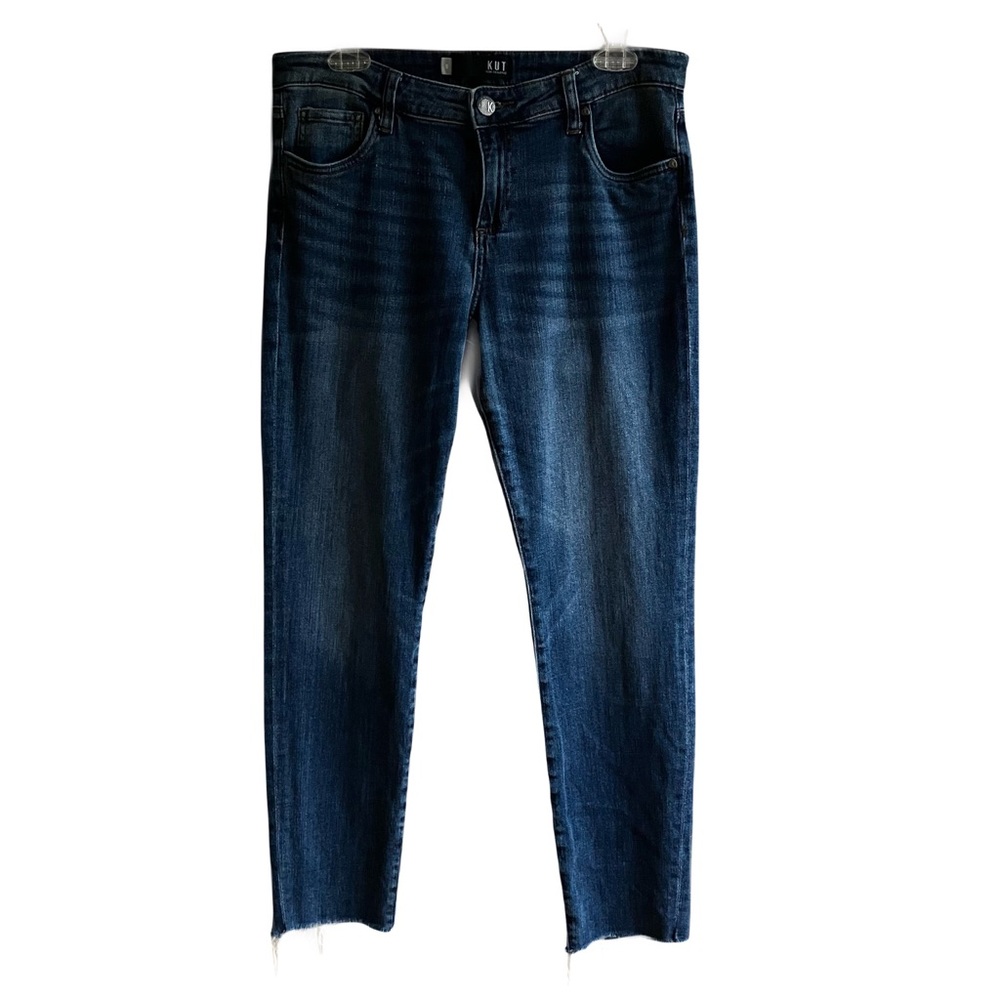 Kut from the Kloth Catherine Slouchy Boyfriend Jeans Size 8 Raw Hem Dark Wash